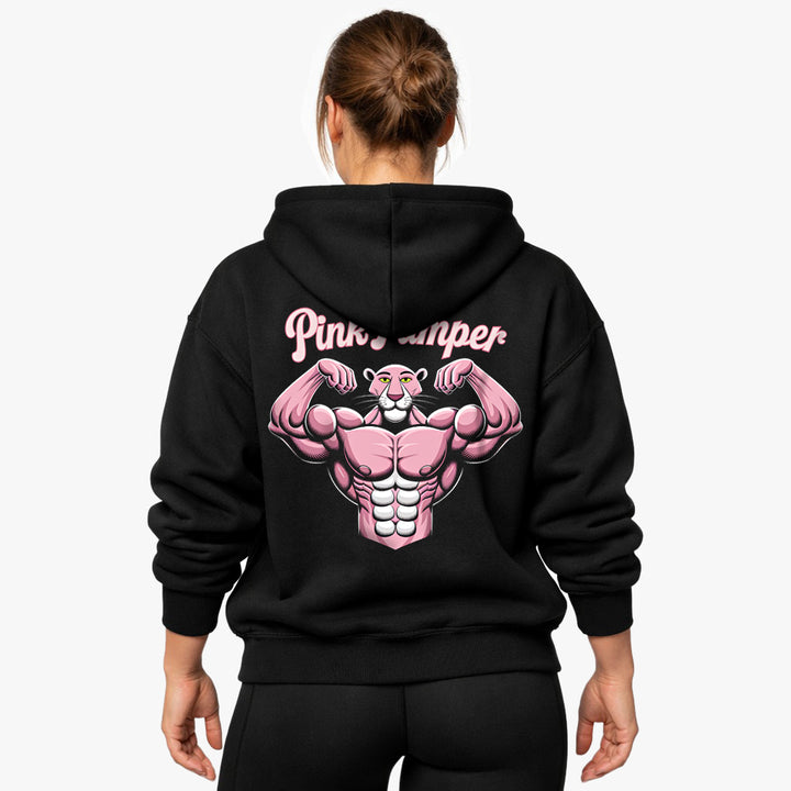 Sudadera con capucha de gran tamaño tipo jersey rosa (estampado en la espalda)